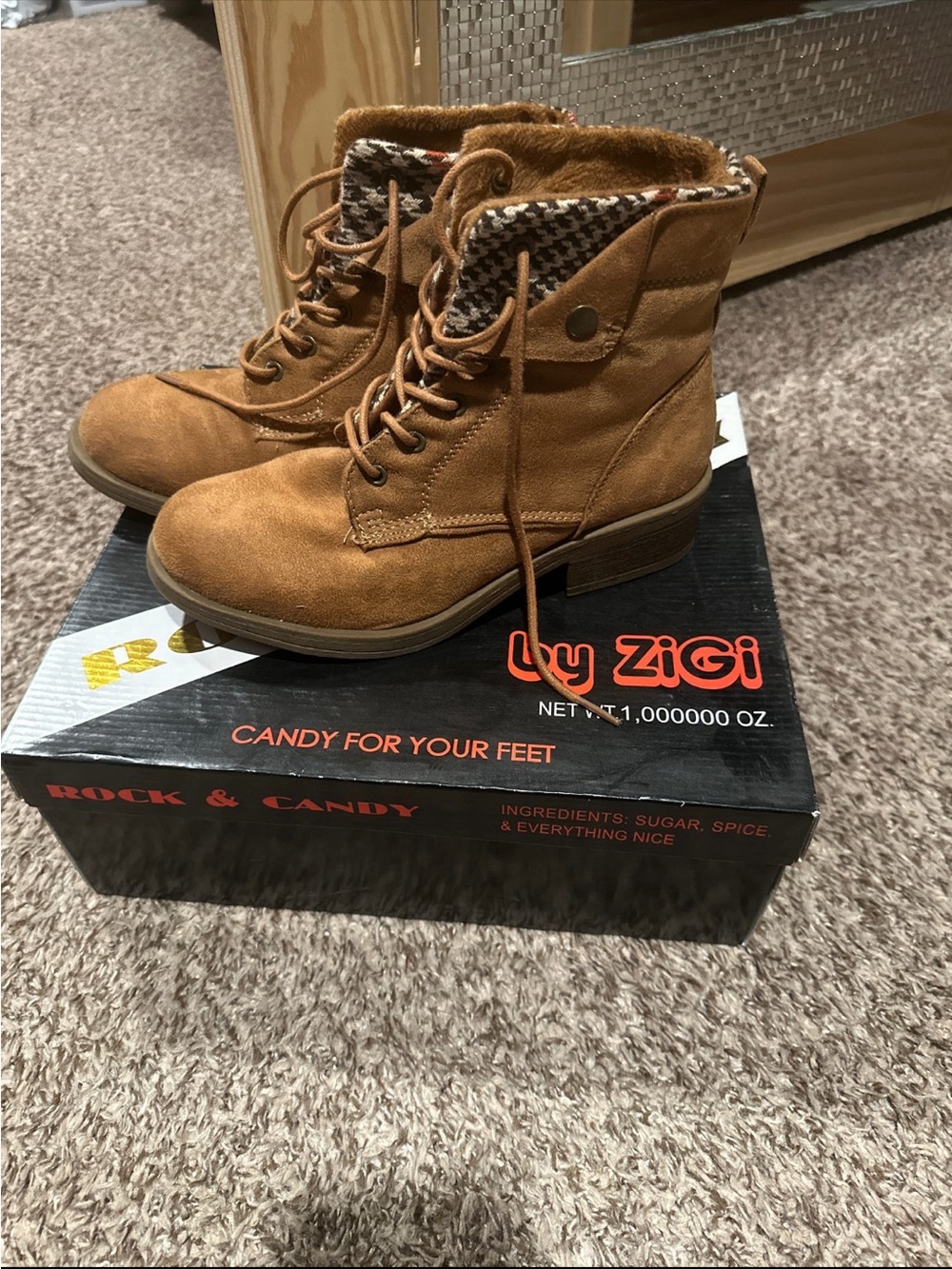 Women's Tan Suede Lace-Up Ankle Boots
